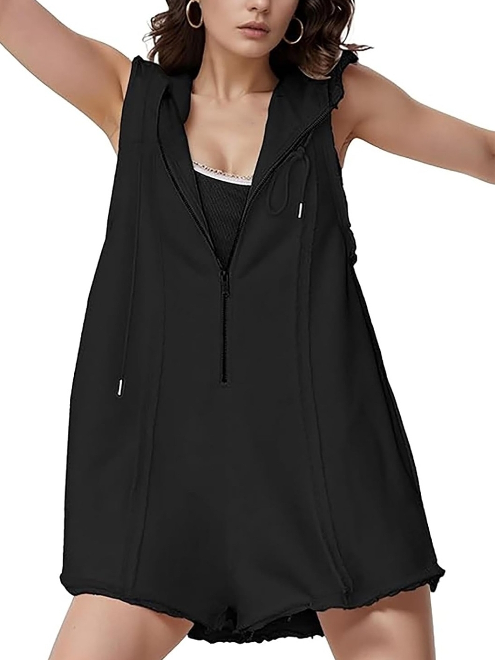 NWT Women’s Black Hooded Romper